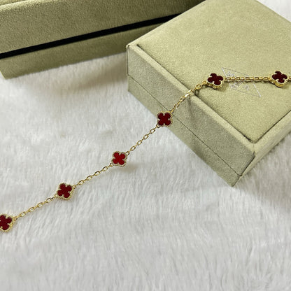 [¡®Glow Jewelry¡¯]CLOVER 6 MOTIF RED AGATE BRACELET