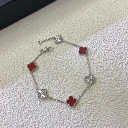 [¡®Glow Jewelry¡¯]CLOVER 6 MOTIF RED AGATE LASER BRACELET
