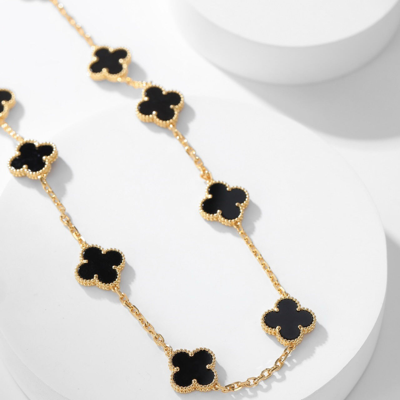 ¡®Glow Jewelry¡¯CLOVER 10 MOTIFS ONYX NECKLACE