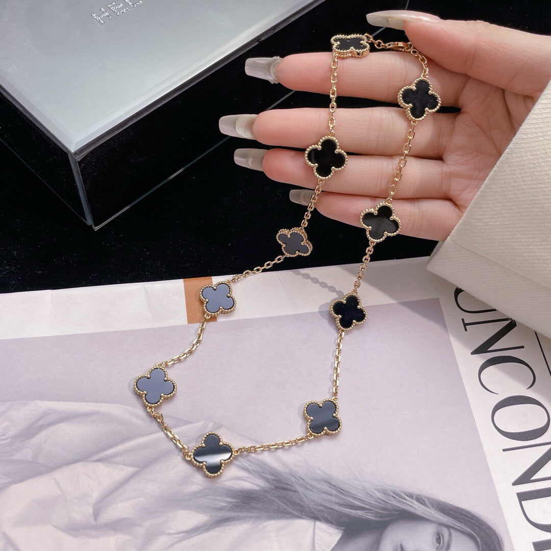 ¡®Glow Jewelry¡¯CLOVER 10 MOTIFS ONYX NECKLACE