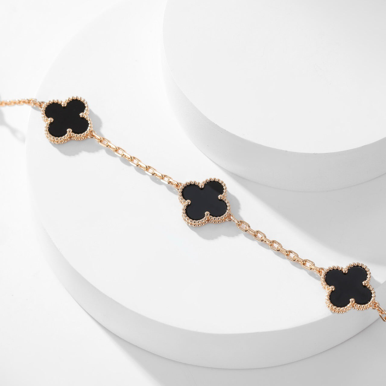 [Glow Jewelry]CLOVER 10 MOTIFS ONYX NECKLACE