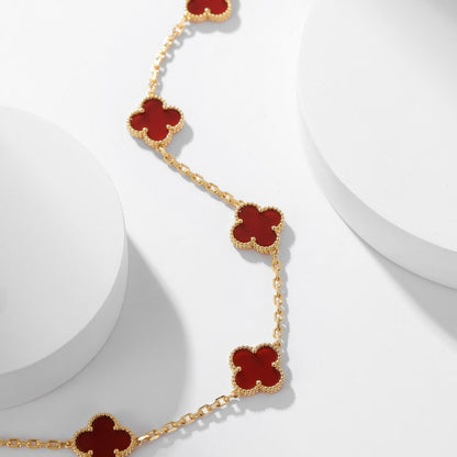 [Glow Jewelry]CLOVER 10 MOTIFS CARNELIAN NECKLACE