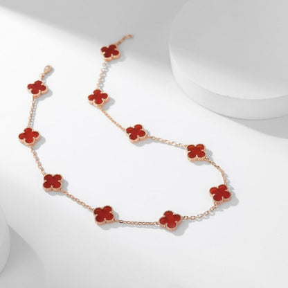 ¡®Glow Jewelry¡¯CLOVER 10 MOTIFS CARNELIAN NECKLACE