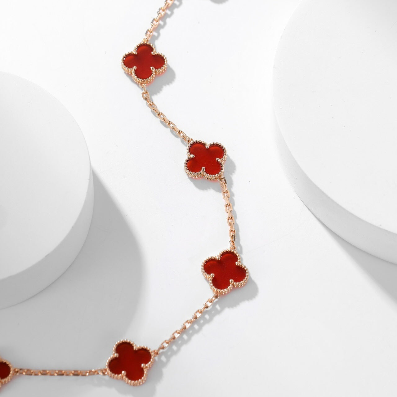 [Glow Jewelry]CLOVER 10 MOTIFS CARNELIAN NECKLACE
