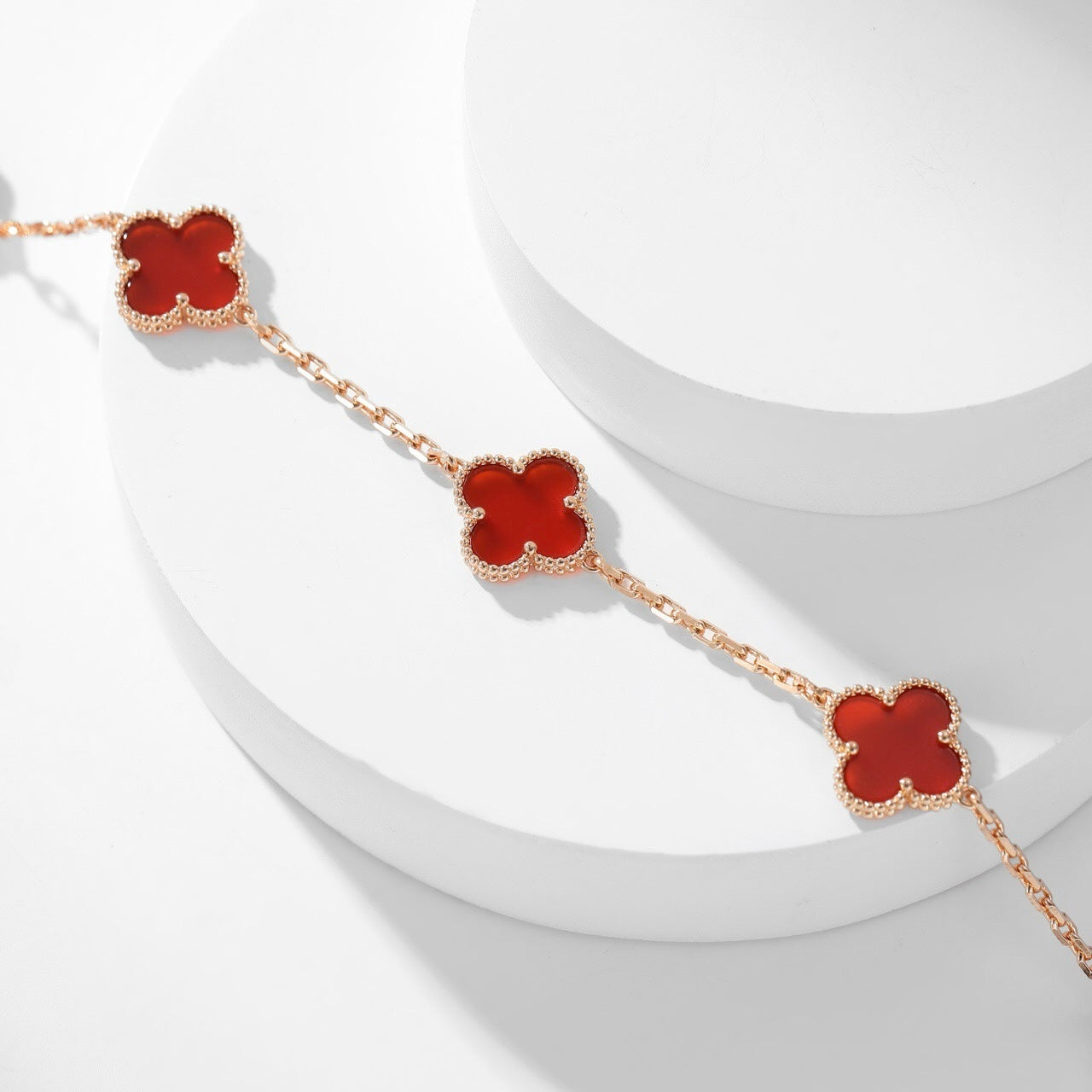 [Glow Jewelry]CLOVER 10 MOTIFS CARNELIAN NECKLACE