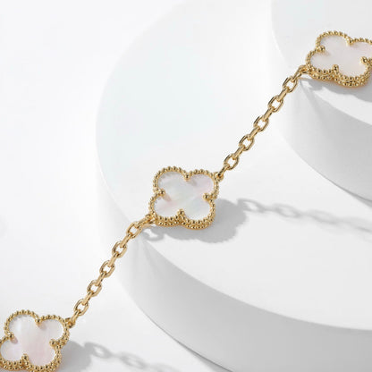¡®Glow Jewelry¡¯CLOVER 10 MOTIFS WHITE MOTHER OF PEARL NECKLACE