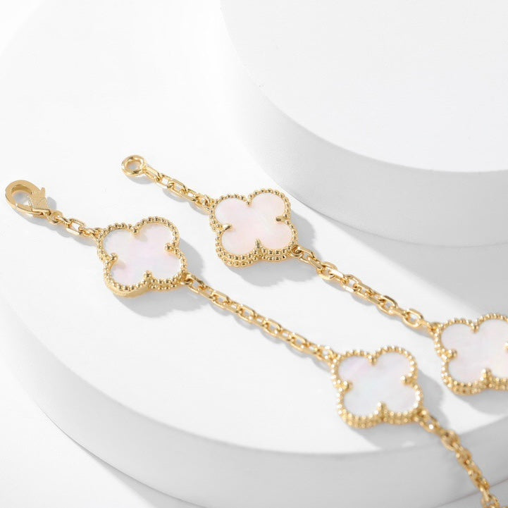 [Glow Jewelry]CLOVER 10 MOTIFS WHITE MOTHER OF PEARL NECKLACE
