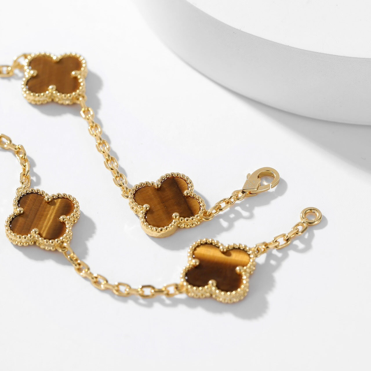 ¡®Glow Jewelry¡¯CLOVER 10 MOTIFS TIGER EYE NECKLACE