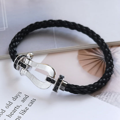 ¡®Glow Jewelry¡¯FORCE LARGE HORSESHOE BLACK DIAMOND BRACELET SILVER