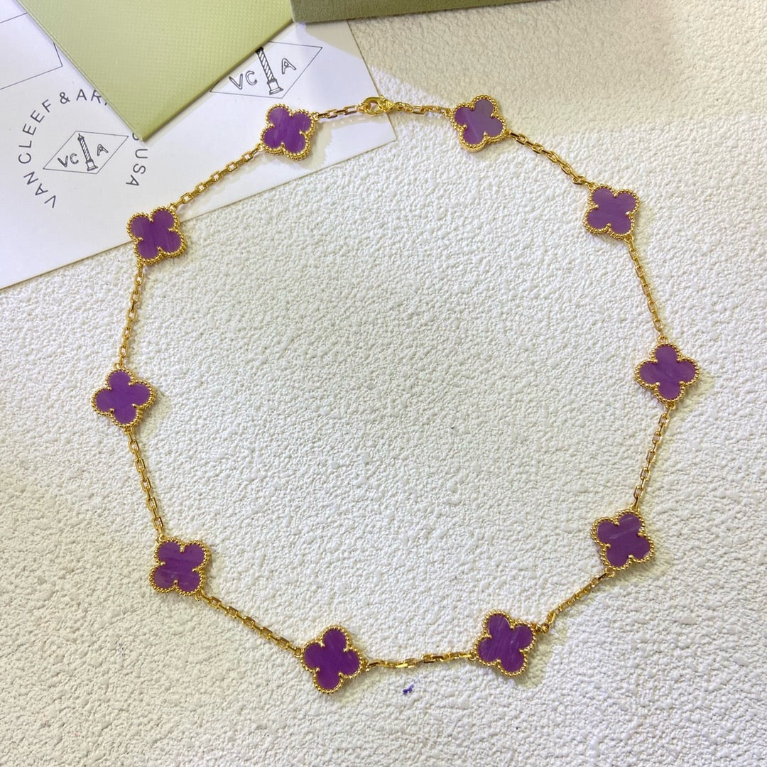 ¡®Glow Jewelry¡¯CLOVER 10 MOTIFS  PURPLE VIOLET  NECKLACE