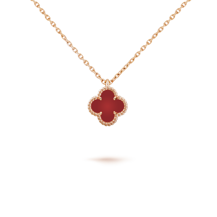 [Glow Jewelry]CLOVER MINI 9.5MM WHITE CARNELIANS NECKLACE