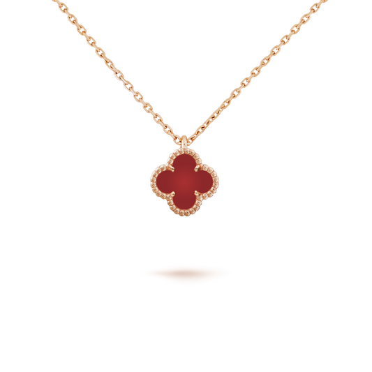 [Glow Jewelry]CLOVER MINI 9.5MM WHITE CARNELIANS NECKLACE