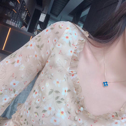 ¡®Glow Jewelry¡¯CLOVER 15MM DIAMOND AND BLUE AGATE NECKLACE