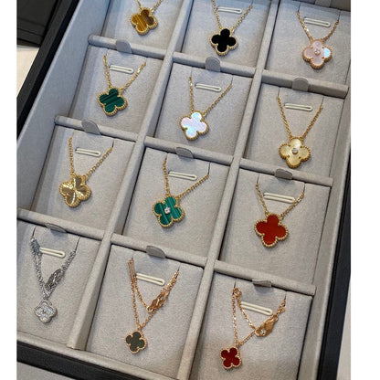 ¡®Glow Jewelry¡¯CLOVER 15MM MALACHITE SINGLE FLOWER  NECKLACE