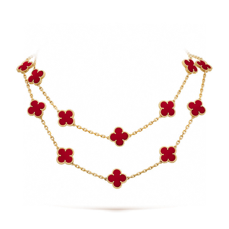 ¡®Glow Jewelry¡¯CLOVER 20 MOTIFS CARNELIAN NECKLACE