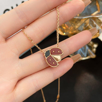[Glow Jewelry]LUCKY  CARNELIANS LADYBUG NECKLACE