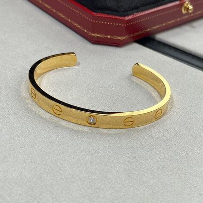 [Glow Jewelry]LOVE BRACELET 6.1MM 1 DIAMOND OPEN CUFF