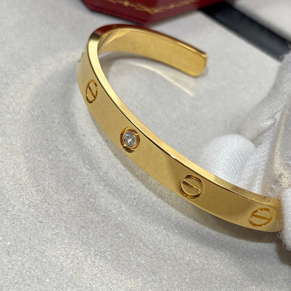 [Glow Jewelry]LOVE BRACELET 6.1MM 1 DIAMOND OPEN CUFF