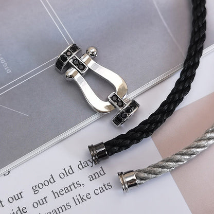 ¡®Glow Jewelry¡¯FORCE LARGE HORSESHOE BLACK DIAMOND BRACELET SILVER