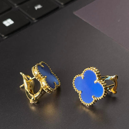[Glow Jewelry] CLOVER LARGE (20mm) 1 MOTIFS BLUE MOP STUD EARRINGS