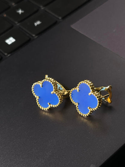 [Glow Jewelry] KLEEBALL GROSS (20mm) 1 MOTIV BLAUE PERLMUTT-OHRSTECKER