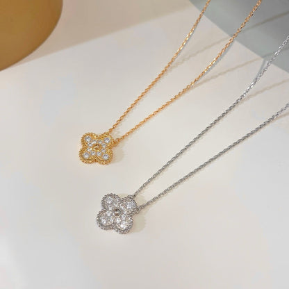 [Glow Jewelry]CLOVER 15MM DIAMOND SINGLE FLOWER NECKLACE