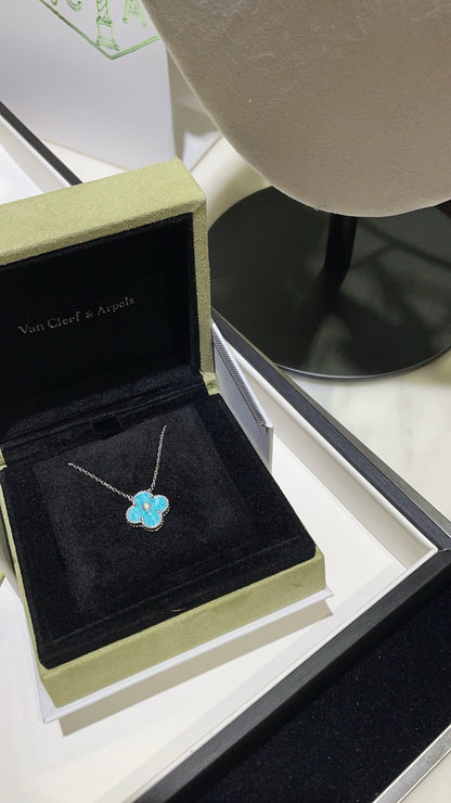 ¡®Glow Jewelry¡¯CLOVER 15MM DIAMOND SVRES PORCELAIN  NECKLACE SILVER