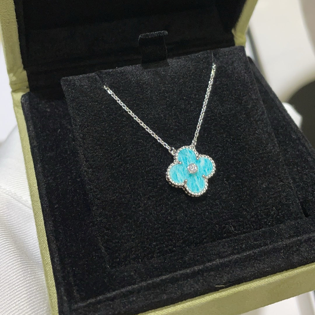 ¡®Glow Jewelry¡¯CLOVER 15MM DIAMOND SVRES PORCELAIN  NECKLACE SILVER