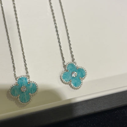 ¡®Glow Jewelry¡¯CLOVER 15MM DIAMOND SVRES PORCELAIN  NECKLACE SILVER
