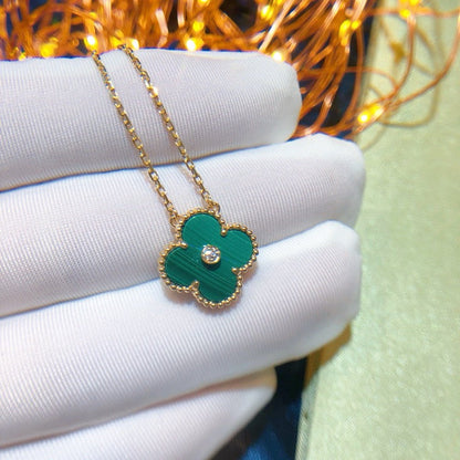 [Glow Jewelry]CLOVER 15MM DIAMOND TURQUOISE NECKLACE