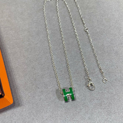 [Glow Jewelry]POP H GREEN NECKLACE SILVER AND GOLD