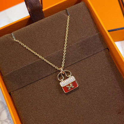 [Glow Jewelry]CONSTANCE RED PEDANT PINK GOLD NECKLACE
