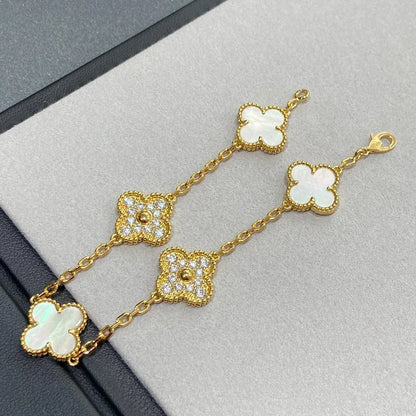 [Glow Jewelry]New CLOVER WHITE PEARL MOP 5 MOTIF BRACELET COLLECTION