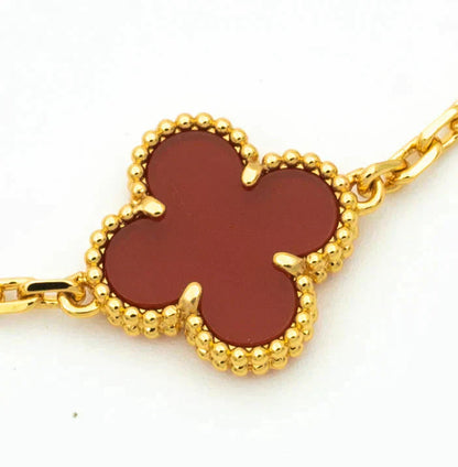 [Glow Jewelry]New  CLOVER 5 MOTIF RED CORNELIAN BRACELET COLLECTION