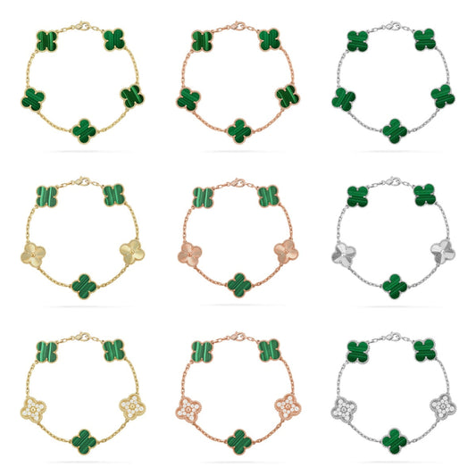 [Glow Jewelry]New  CLOVER 5 MOTIF MALACHITE BRACELET COLLECTION