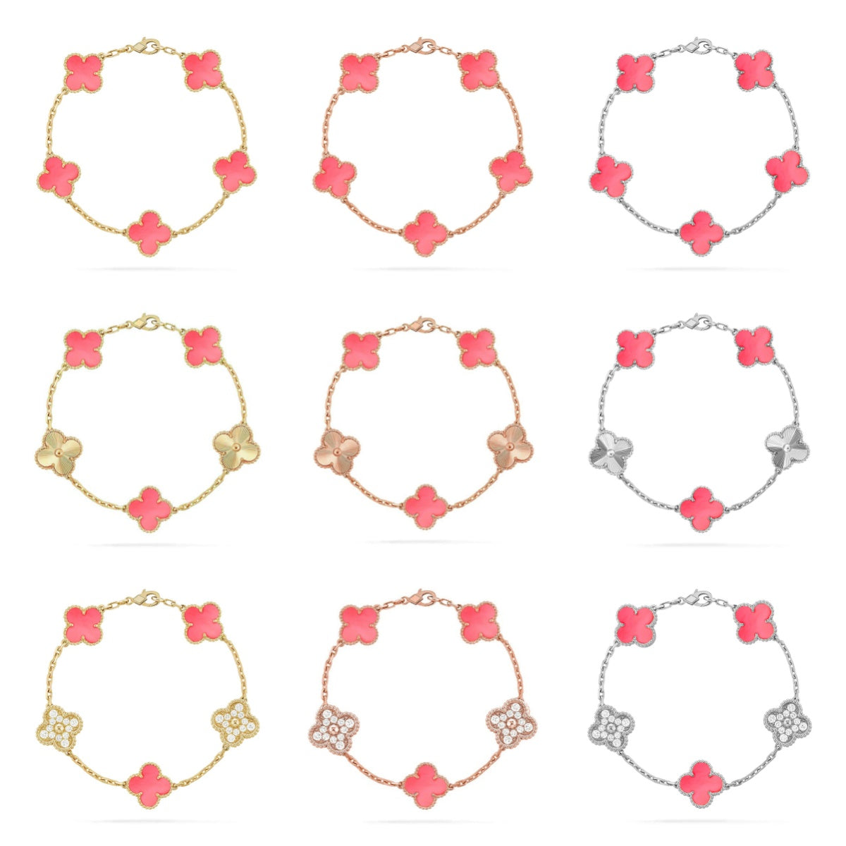 [Glow Jewelry]New  CLOVER 5 MOTIFS  PINK MOP BRACELET COLLECTION