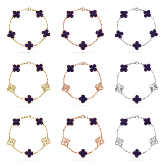 [Glow Jewelry]New CLOVER 5 MOTIF PURPLE STRIPES BRACELET COLLECTION