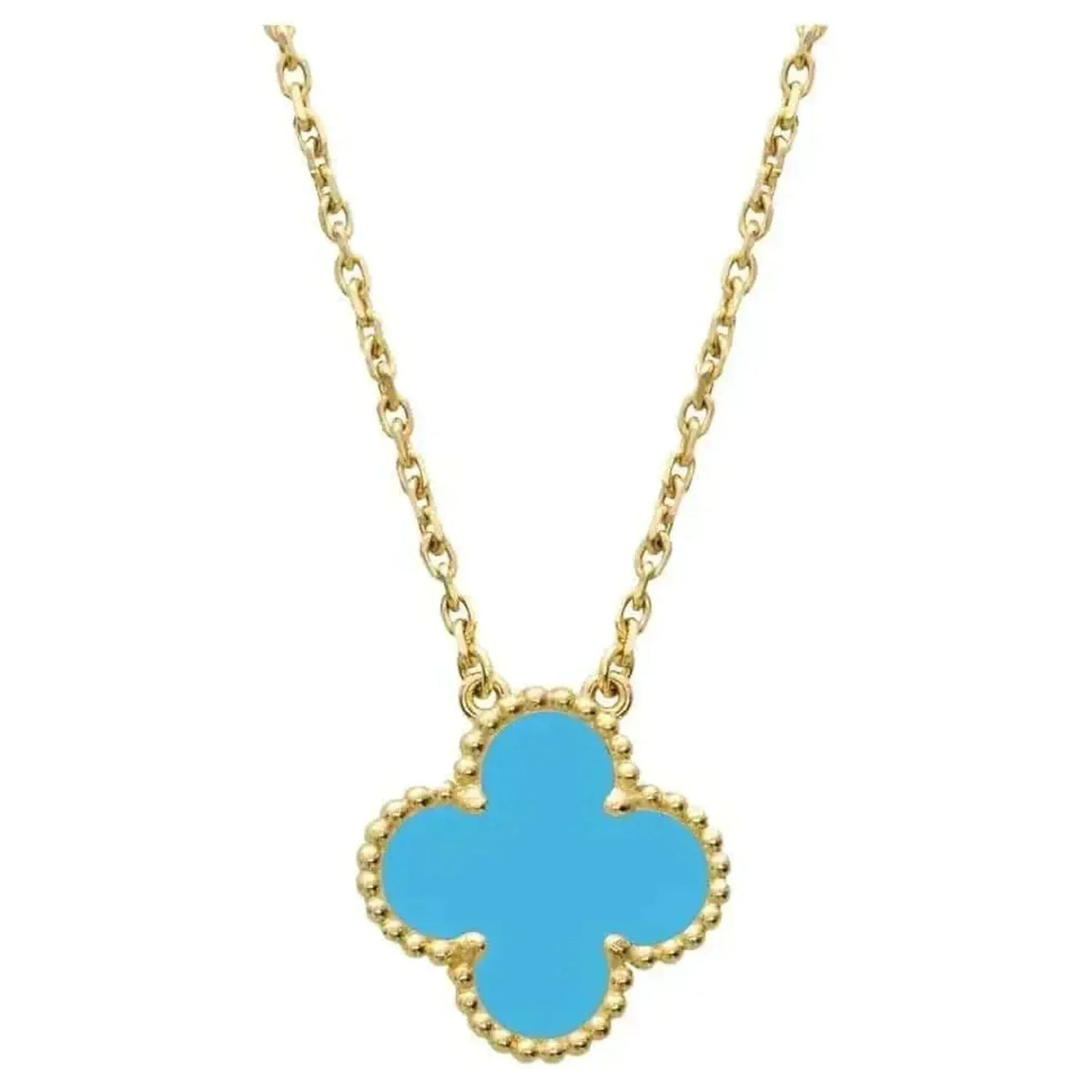 [Glow Jewelry]CLOVER 15MM VINTAGE TURQUOISE NECKLACE