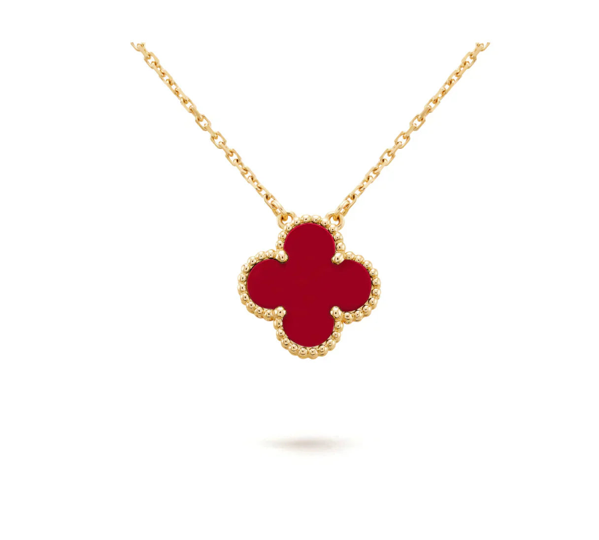 [Glow Jewelry]CLOVER 15MM CARNELIAN SINGLE FLOWER NECKLACE
