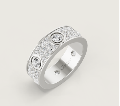 [Glow Jewelry]LOVE RING 6.5MM Full Diamond, 6 Major Diamonds Silver