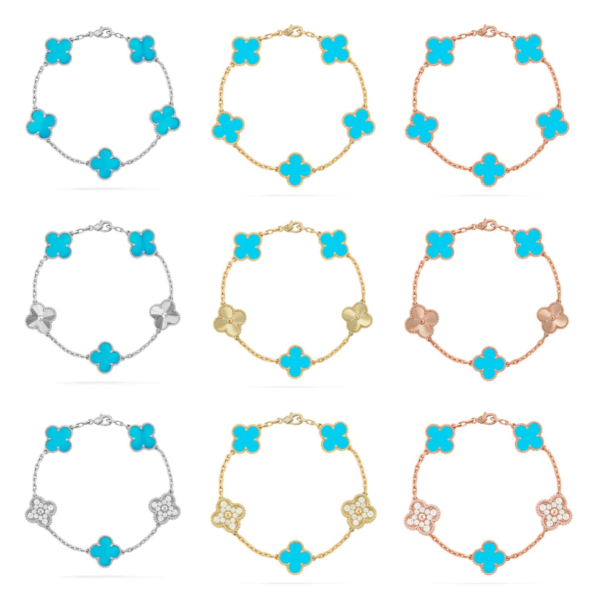 [Glow Jewelry]New  CLOVER 5 MOTIF TURQUOISE BRACELET COLLECTION
