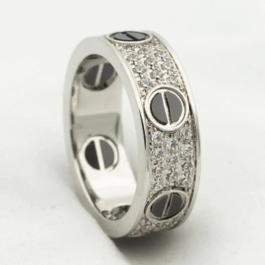 [Glow Jewelry]LOVE RING 5.5MM DIAMONDS PAVED CERAMIC
