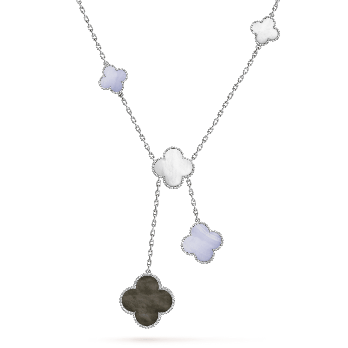 ¡®Glow Jewelry¡¯CLOVER MOP CHALCEDONY NECKLACE SILVER 6 MOTIF