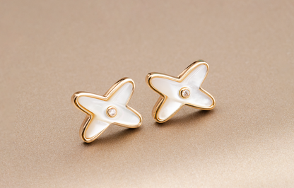 ¡®Glow Jewelry¡¯JEUX DE WHITE MOP PINK GOLD DIAMOND EARRINGS