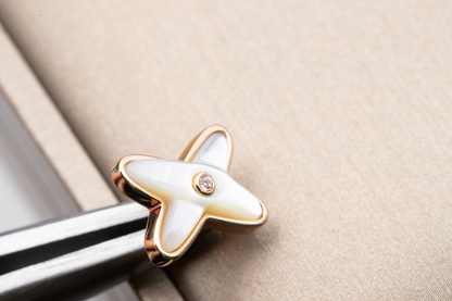 [Glow Jewelry]JEUX DE WHITE MOP PINK GOLD DIAMOND EARRINGS
