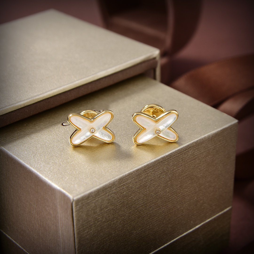 ¡®Glow Jewelry¡¯JEUX DE WHITE MOP GOLD DIAMOND EARRINGS