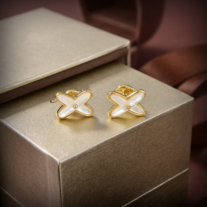 ¡®Glow Jewelry¡¯JEUX DE WHITE MOP GOLD DIAMOND EARRINGS