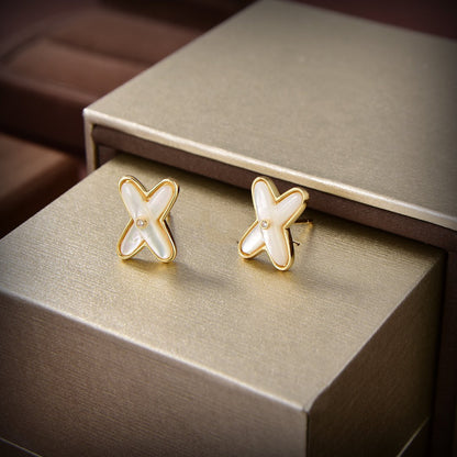 ¡®Glow Jewelry¡¯JEUX DE WHITE MOP GOLD DIAMOND EARRINGS