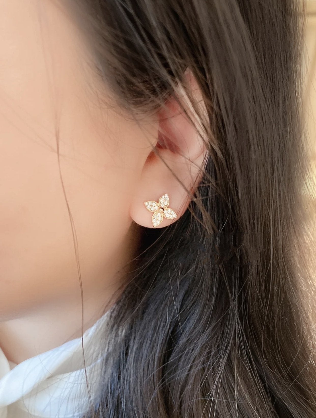 ¡®Glow Jewelry¡¯STAR BLOSSOM STUD EARRINGS PINK GOLD DIAMONDS