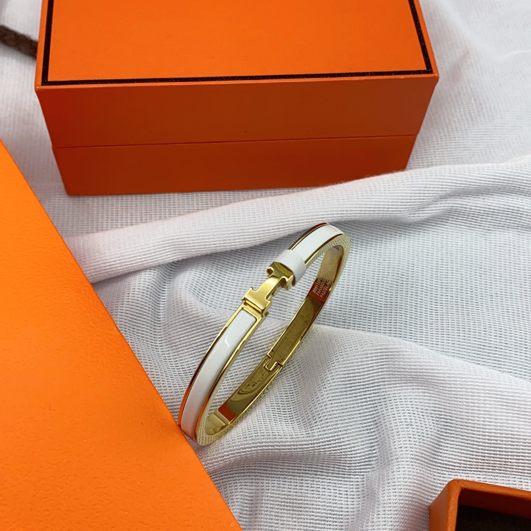 [Glow Jewelry]CLASSIC HM CLIC WHITE 8MM ENAMEL BRACELET